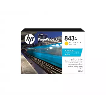 HP 843C 400 ml geltona PageWide XL rašalo kasetė, geltona, 1 vnt.