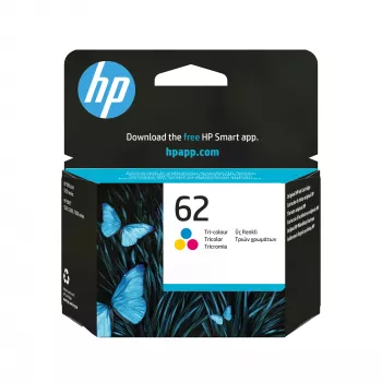 HP 62 Tri-color Originali rašalo kasetė, žalsvai mėlyna, purpurinė, geltona, 1 vnt., 165 puslapiai