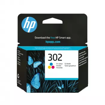 HP 302 trijų spalvų Originalius rašalo kasetė, žydra, purpurinė, geltona, 1 vnt., 150 puslapių