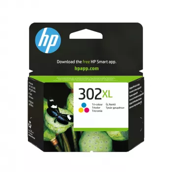 HP 302XL didelio našumo trijų spalvų Originalius rašalo kasetė, žalsvai mėlyna, purpurinė, geltona, 1 vnt., 300 puslapių