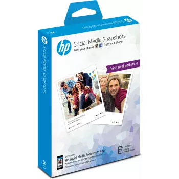 HP socialinių tinklų momentinėms nuotraukoms skirtas nuimamas lipnus fotopopierius – 25 lapai / 10 x 13 cm, baltas, pusiau blizgus