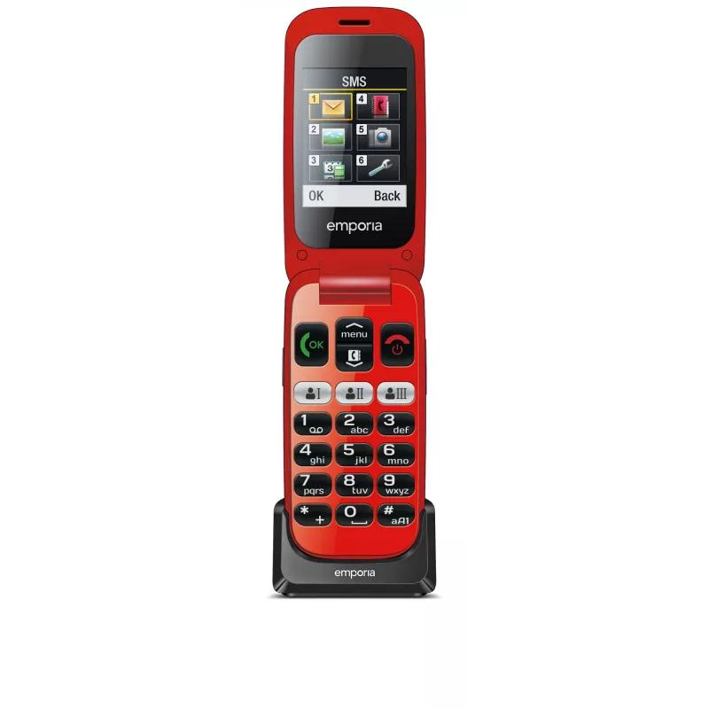 Emporia emporiaONE 6,1 cm (2,4 col) 80 g Juoda, Raudona Telefonas senjorams