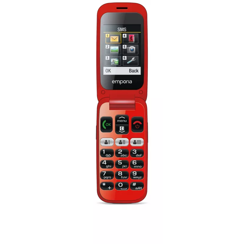 Emporia emporiaONE 6,1 cm (2,4 col) 80 g Juoda, Raudona Telefonas senjorams