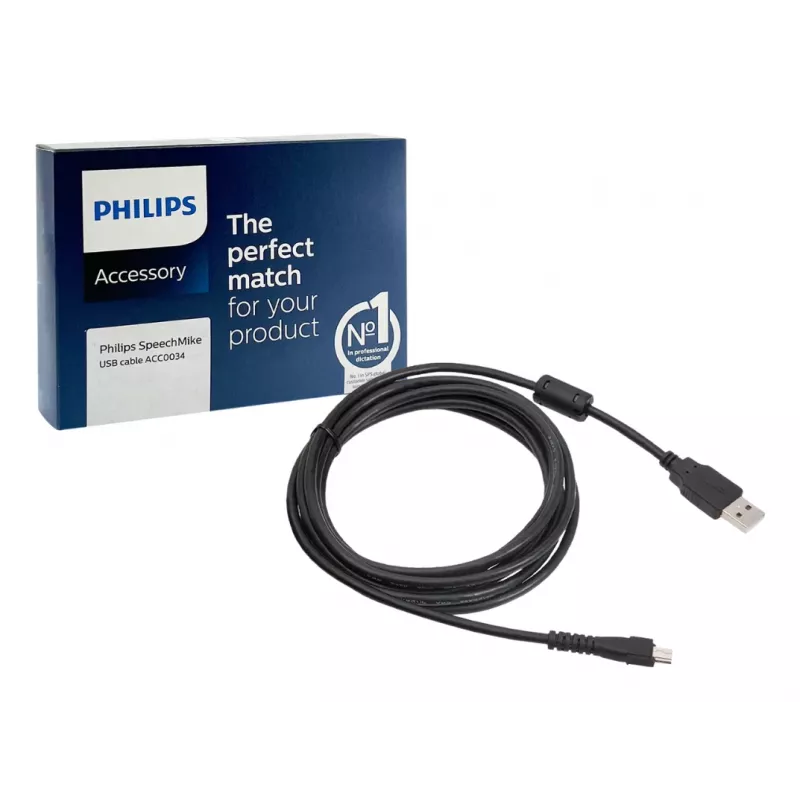 Philips 1 X, skirtas SpeechMike III, USB laidas, 2,4 m, USB A, juodas