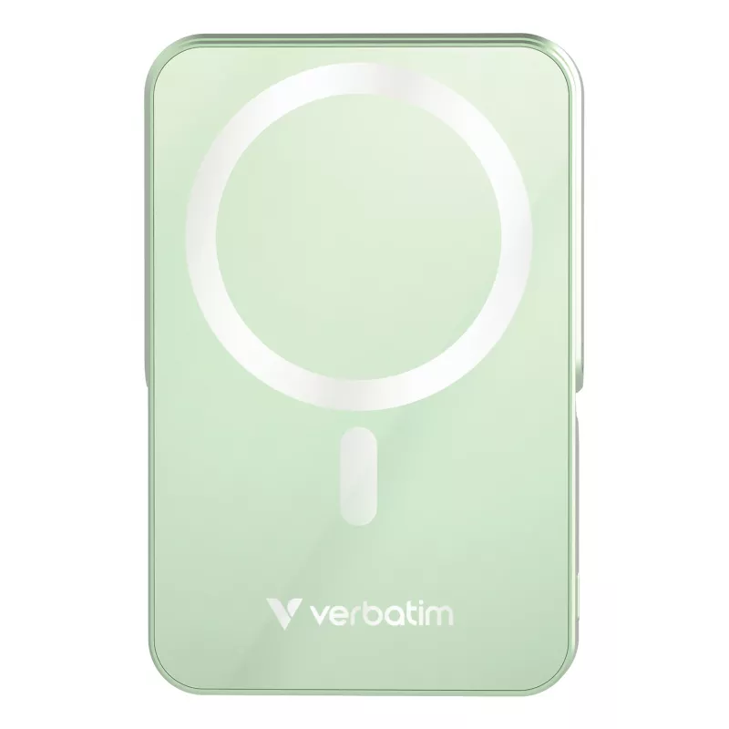 Verbatim Charge 'n' Go magnetinė belaidė išorinė baterija su stoveliu - 10000 mAh, žalia