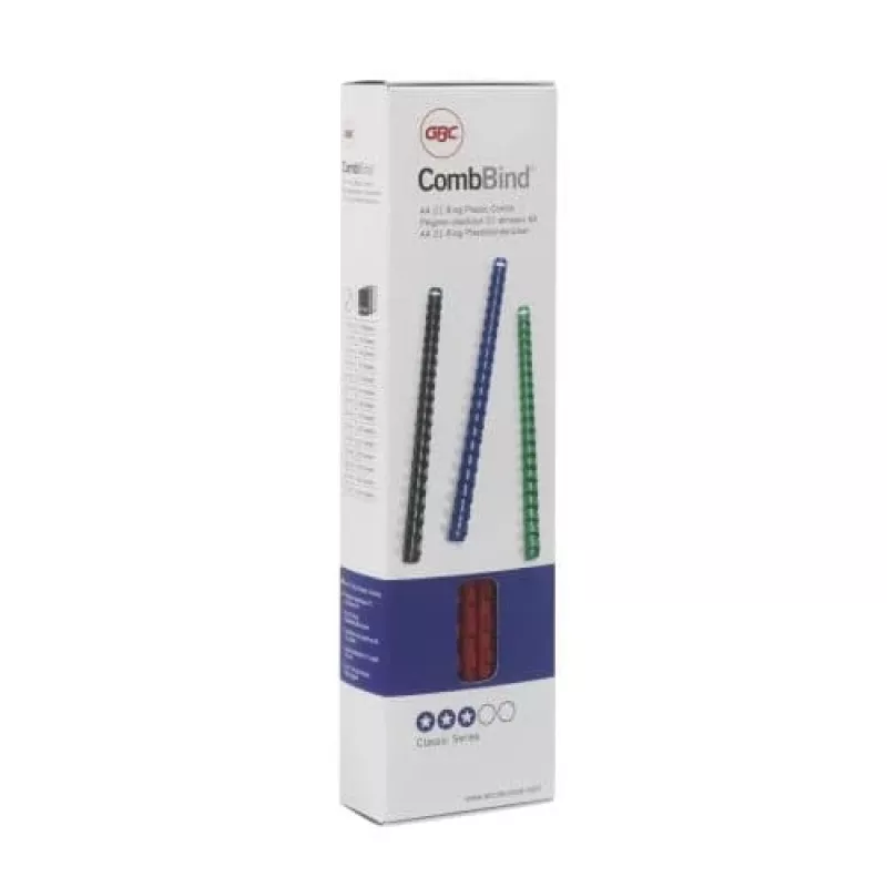 GBC CombBind Binding Combs 14mm A4 21R, mėlyna, 125 lapai, polivinilchloridas (PVC), A4, 100 vnt.