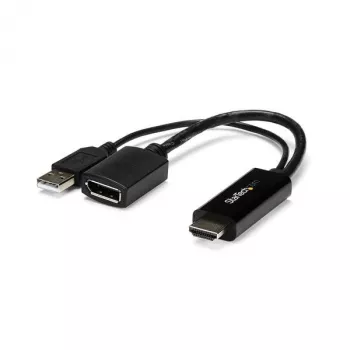 StarTech.com HDMI į DisplayPort adapteris - 4K 30Hz, 3840 x 2160 pikselių, 1080p, 720p, 120 Hz, juodas, MegaChips - STDP2600, aktyvus vaizdo keitiklis