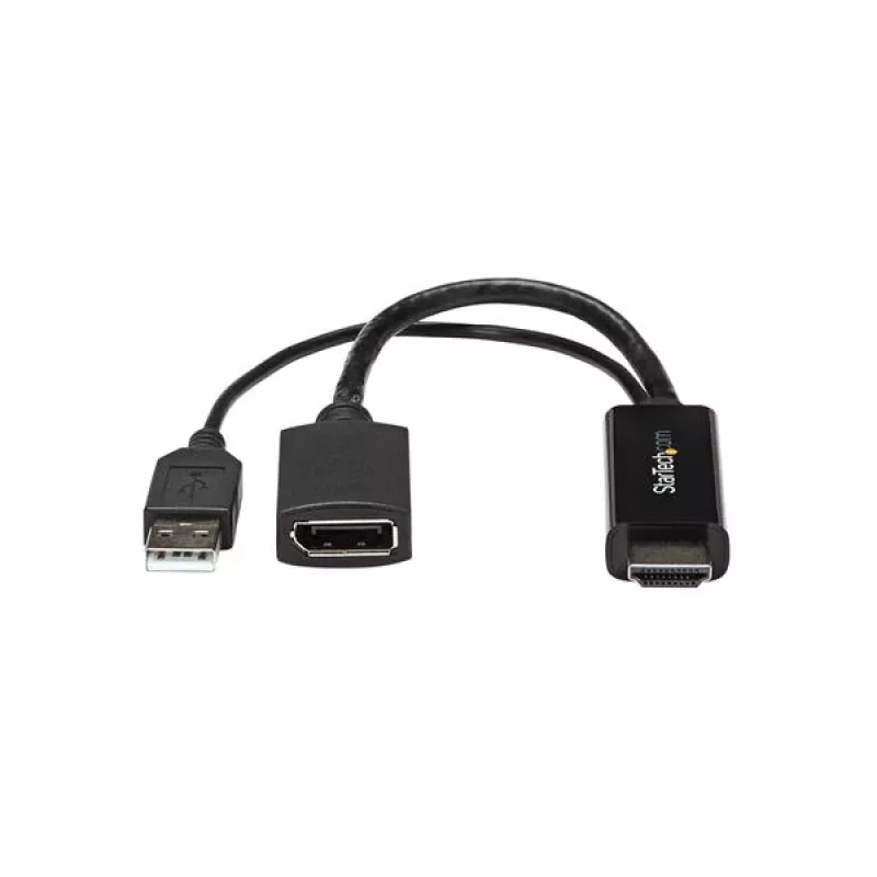 StarTech.com HDMI į DisplayPort adapteris - 4K 30Hz, 3840 x 2160 pikselių, 1080p, 720p, 120 Hz, juodas, MegaChips - STDP2600, aktyvus vaizdo keitiklis