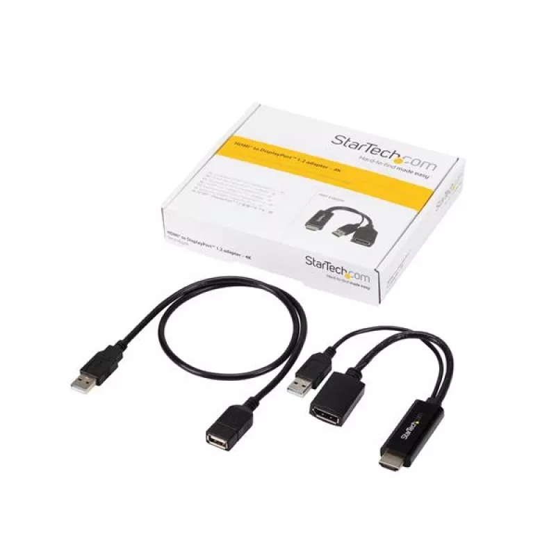 StarTech.com HDMI į DisplayPort adapteris - 4K 30Hz, 3840 x 2160 pikselių, 1080p, 720p, 120 Hz, juodas, MegaChips - STDP2600, aktyvus vaizdo keitiklis