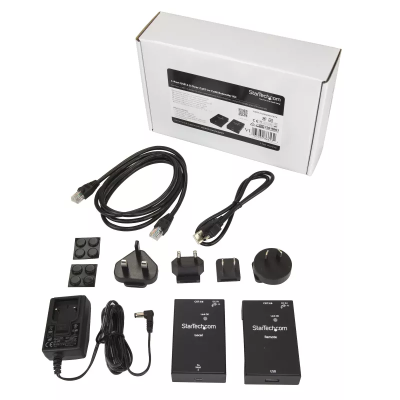 StarTech.com USB 2.0 ilgintuvas per Cat5e/Cat6 kabelį (RJ45) – iki 50 m (165 pėd.) – didelės spartos USB prievado ilgintuvo adapterio rinkinys – maitinamas – USB per Ethernet kabelio ilgintuvas – 480 Mbps – metalinis