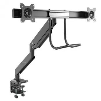 StarTech.com Ant stalo montuojama dviguba monitorių svirtis - ergonomiškas dvigubas monitorių VESA laikiklis 32 colių (17,6 lb) ekranams - skersinio rankena sinchronizuotam pilnam judesiui - aukščio reguliavimas - C spaustukas / grommet