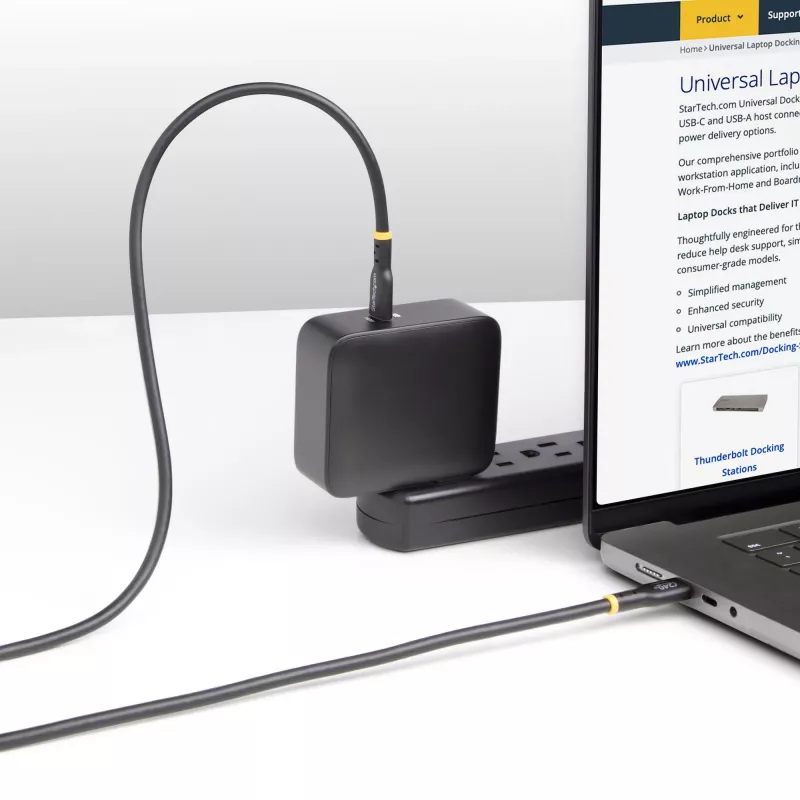 StarTech.com 3 m USB-C įkrovimo laidas, USB-IF sertifikuotas USB C laidas, 240 W PD EPR, USB 2.0 Type-C nešiojamojo kompiuterio įkrovimo laidas, USB-C duomenų perdavimo laidas, TPE apvalkalas, M/M