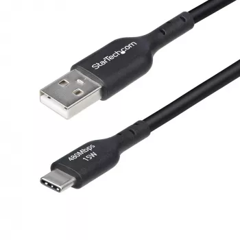 StarTech.com 3 m (9,8 pėd.) USB-A į USB-C įkrovimo laidas, įkrovimas ir sinchronizavimas, 3A, USB 2.0, TPE apvalkalas – juodas USB įkrovimo laidas