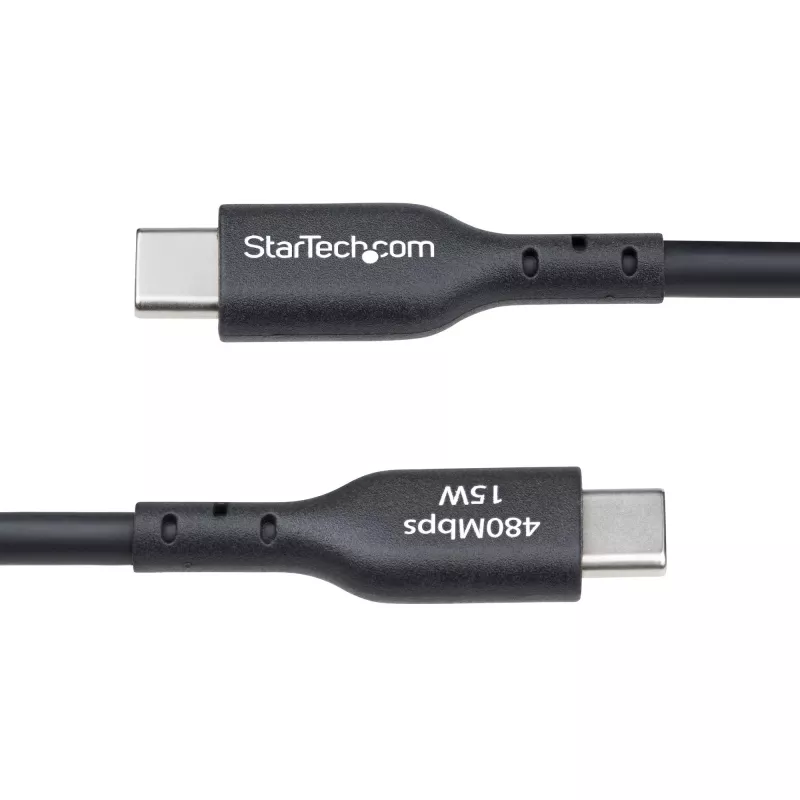 StarTech.com 3 m (9,8 pėd.) USB-A į USB-C įkrovimo laidas, įkrovimas ir sinchronizavimas, 3A, USB 2.0, TPE apvalkalas – juodas USB įkrovimo laidas