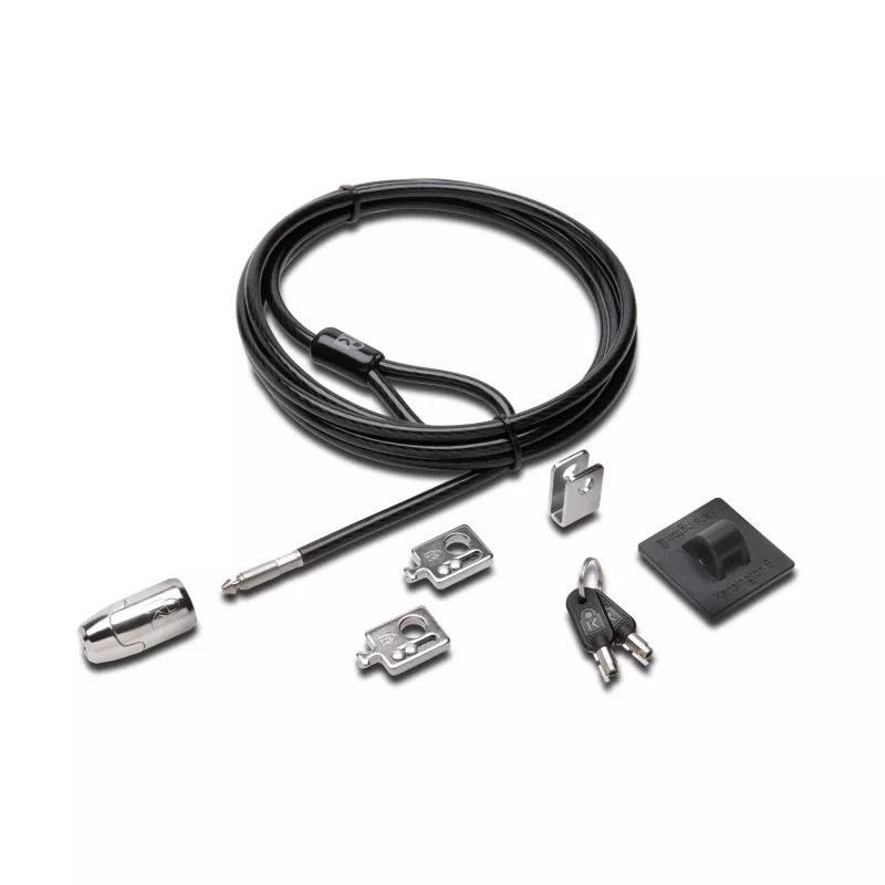 “Kensington Desktop & Peripherals Locking Kit 2.0”, 2,44 m, “Kensington”, raktinis, anglinis plienas, juoda, sidabrinė