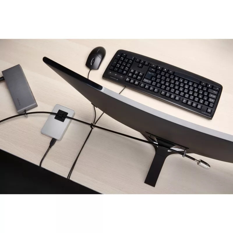 “Kensington Desktop & Peripherals Locking Kit 2.0”, 2,44 m, “Kensington”, raktinis, anglinis plienas, juoda, sidabrinė