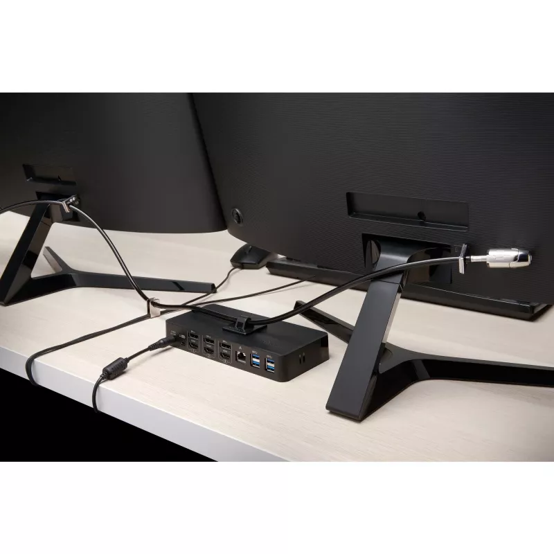 “Kensington Desktop & Peripherals Locking Kit 2.0”, 2,44 m, “Kensington”, raktinis, anglinis plienas, juoda, sidabrinė