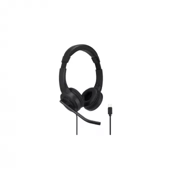 Kensington H1000 USB-C ant ausies uždedamos ausinės su mikrofonu, laidinės, skambučiams / muzikai, 20–20000 Hz, 190 g, ausinės su mikrofonu, juodos