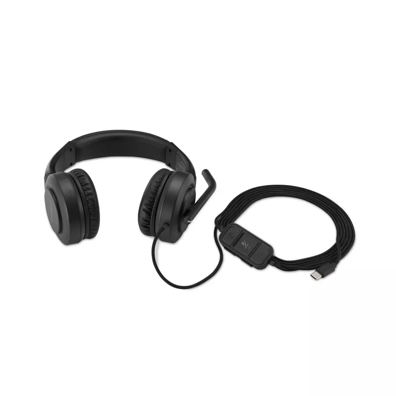 Kensington H1000 USB-C ant ausies uždedamos ausinės su mikrofonu, laidinės, skambučiams / muzikai, 20–20000 Hz, 190 g, ausinės su mikrofonu, juodos