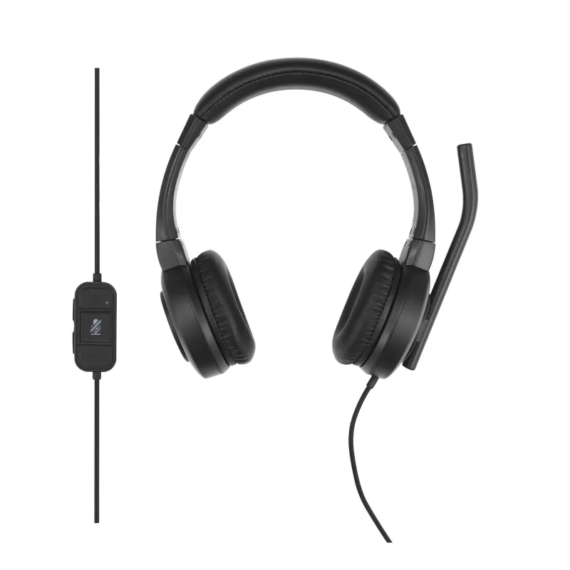 Kensington H1000 USB-C ant ausies uždedamos ausinės su mikrofonu, laidinės, skambučiams / muzikai, 20–20000 Hz, 190 g, ausinės su mikrofonu, juodos