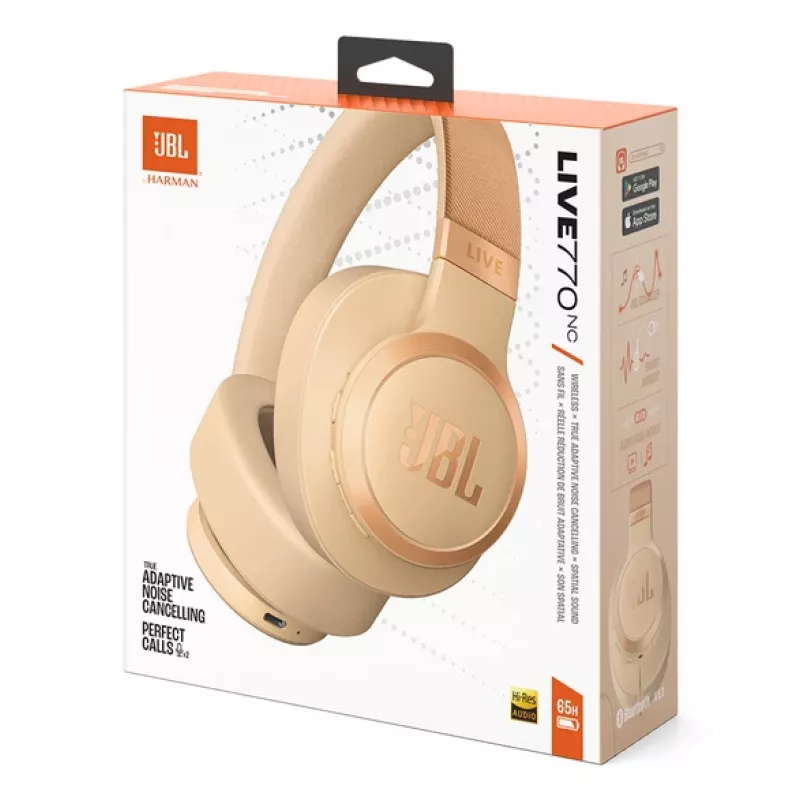 JBL Live 770NC ausinės Belaidis Galvos juosta Skambučiai/Muzika Bluetooth Smėlio