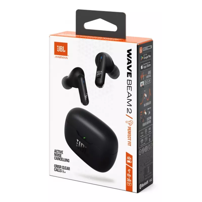 JBL Wave Beam 2 ausinės belaidės į ausis įdedamos skambučiams / muzikai Bluetooth juodos