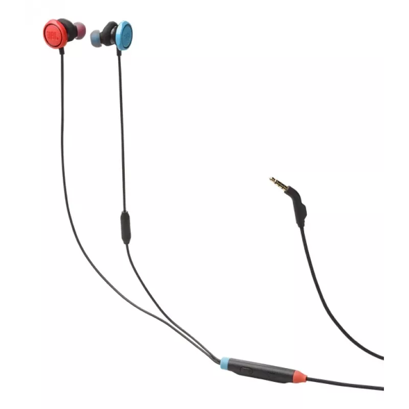 JBL Quantum 50N ausinės su mikrofonu, laidinės, į ausis dedamos, juodos, mėlynos, raudonos