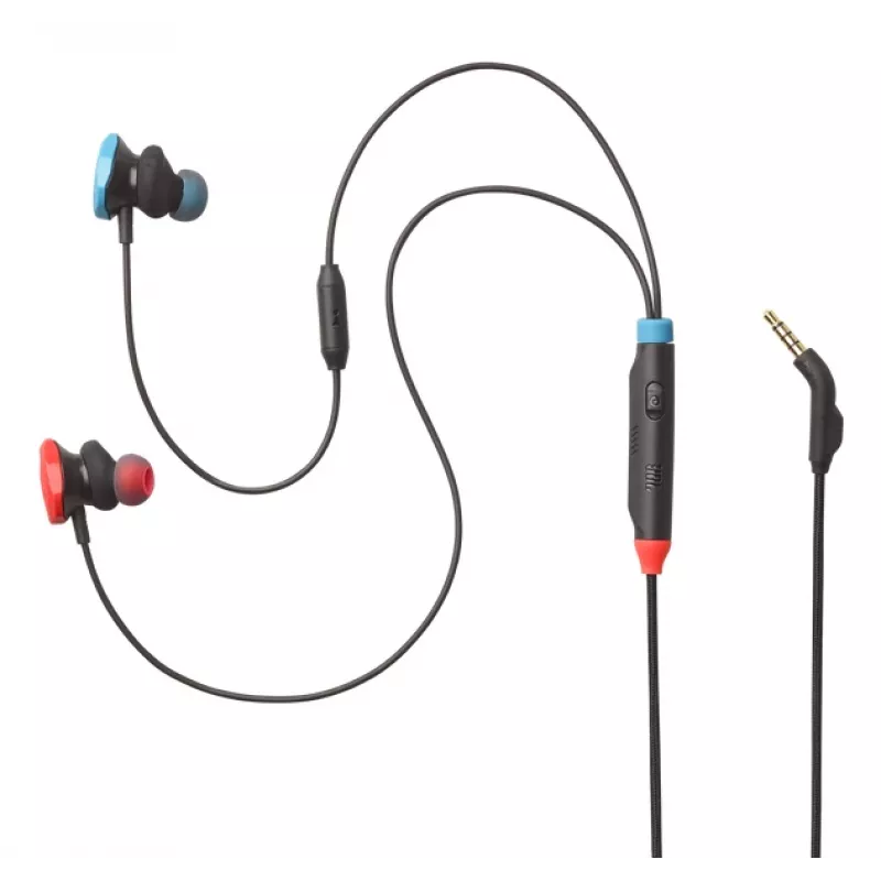 JBL Quantum 50N ausinės su mikrofonu, laidinės, į ausis dedamos, juodos, mėlynos, raudonos