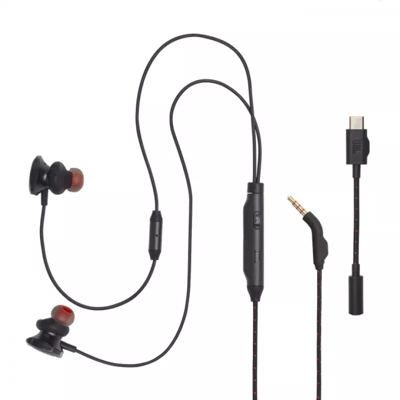 JBL JBLQTUM50CBLK ausinės/ausinės su mikrofonu Laidinės Į ausis įdedamos Žaidimams Juoda