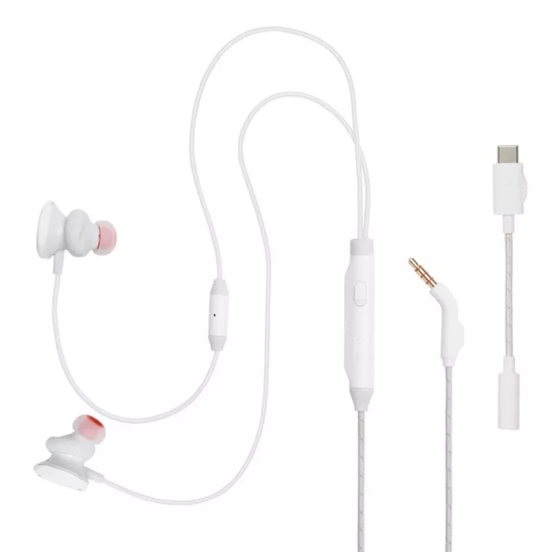 JBL Quantum 50C ausinės su laidu į ausis įdedamos žaidimams baltos