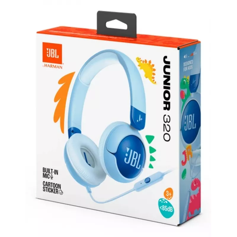 JBL Junior 320 ausinės su mikrofonu, laidinės, ant galvos, skambučiai/muzika, mėlynos