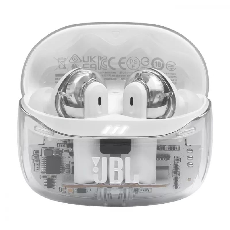 JBL Tune Beam 2 Ghost Edition ausinės Belaidis Į ausis įdedamos Muzikai/Kasdienai Bluetooth Baltos