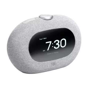 Radijo laikrodis JBL Horizon-3 — DAB/DAB+/FM, 5 W RMS, LCD ekranas, 65–20000 Hz, sukamasis garsumas, pilka