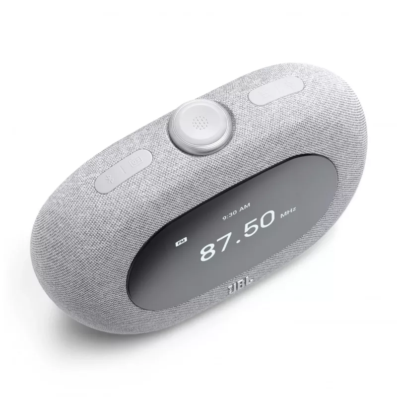 Radijo laikrodis JBL Horizon-3 — DAB/DAB+/FM, 5 W RMS, LCD ekranas, 65–20000 Hz, sukamasis garsumas, pilka