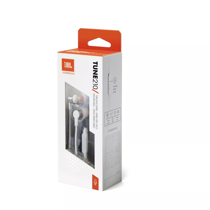 JBL Tune 210 PILKA, laidinės, 20 - 20000 Hz, muzikai, ausinės, pilka