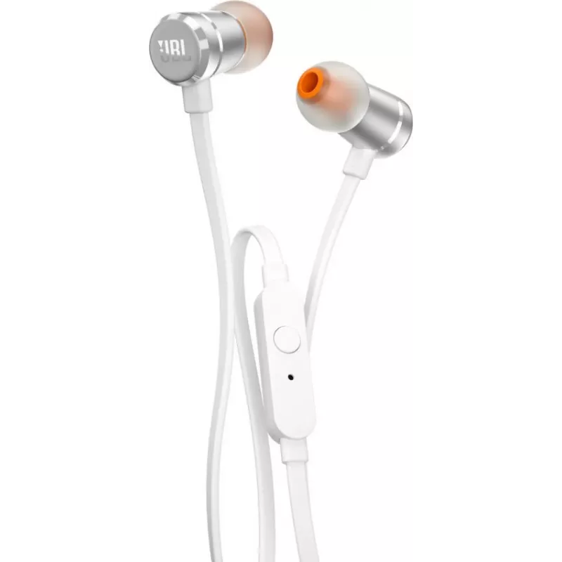 JBL T290 ausinės laidinės į ausis įdedamos skambučiams/muzikai sidabrinės