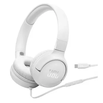 JBL Tune 520C USB-C ausinės laidinės galvos juostos pokalbiams / muzikai USB Type-C baltos