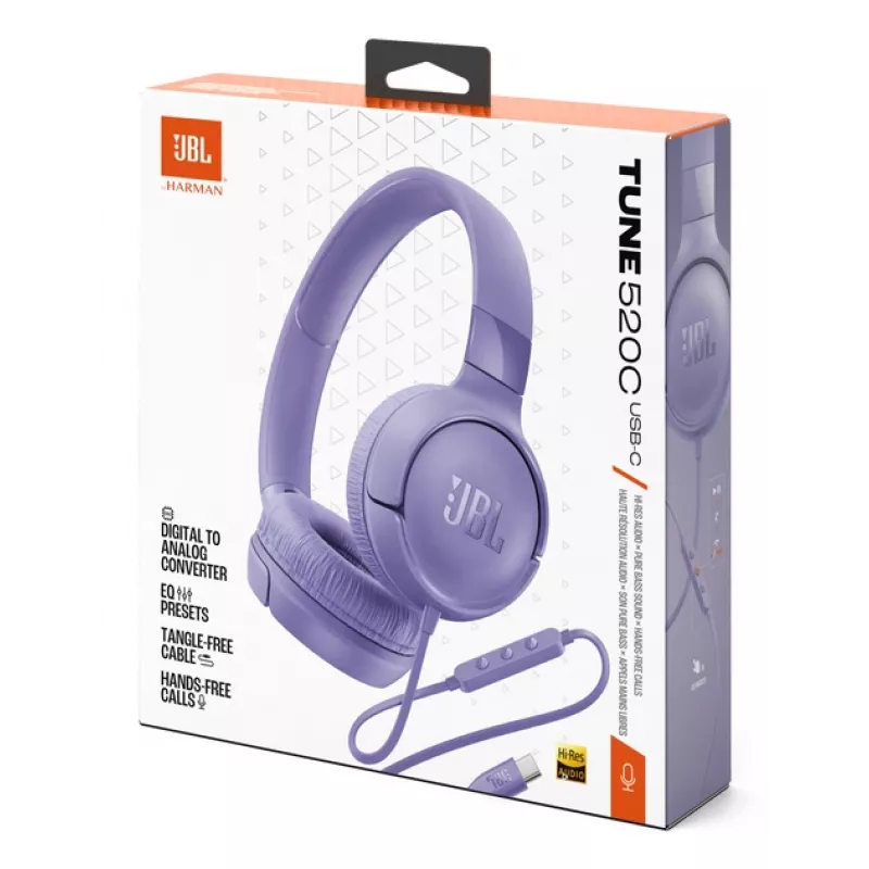 JBL Tune 520C USB-C ausinės Laidinės Ant galvos Skambučiai / muzika USB Type-C Alyvinės