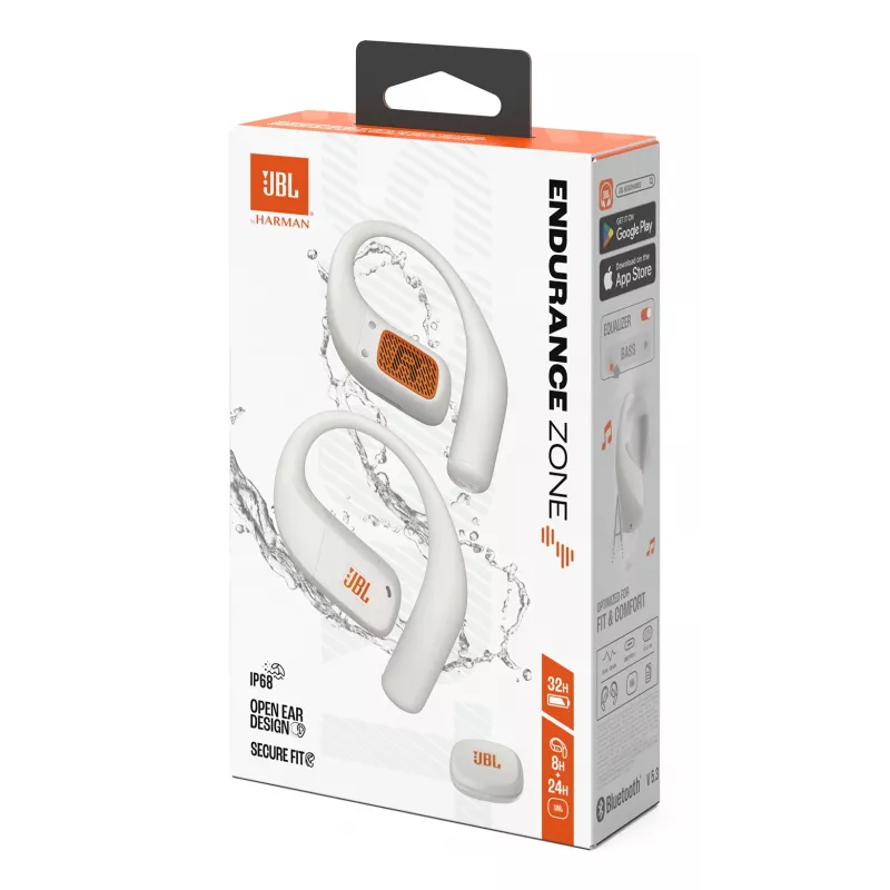 JBL Endurance Zone ausinės belaidės atviros ausinės sportinės Bluetooth baltos