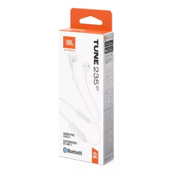 JBL Tune 235BT ausinės belaidės į ausis įdedamos skambučiams / muzikai „Bluetooth“ baltos