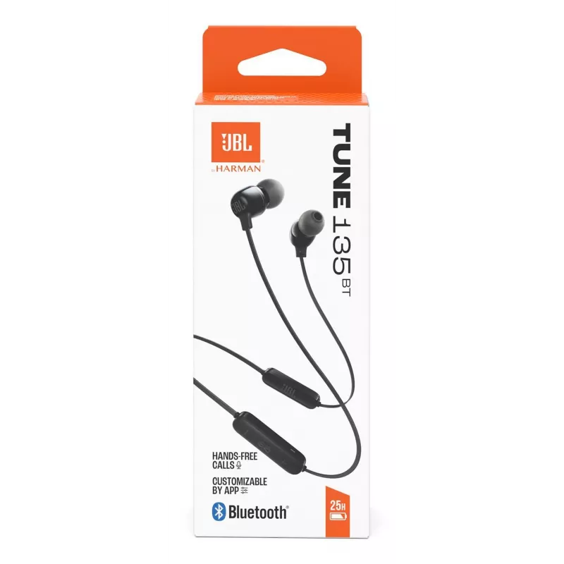 JBL Tune 135BT ausinės belaidės į ausis įdedamos skambučiams/muzikai Bluetooth juodos