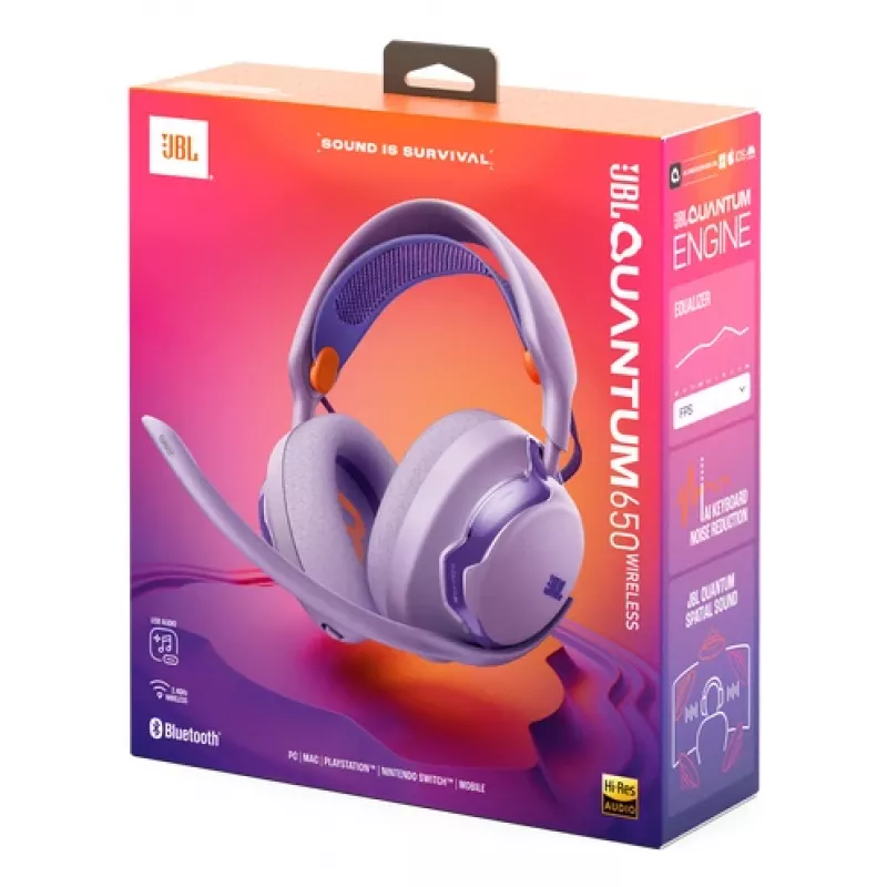 JBL Quantum 650 Ausinės Belaidės Ant galvos Žaidimams USB Type-C Bluetooth Purple