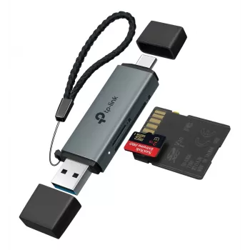 Kortelių skaitytuvas TP‑LINK UA430D USB 3.1 — MicroSD/SD palaikymas, 200 Mbit/s, juodas, 75×22,9×9,3 mm