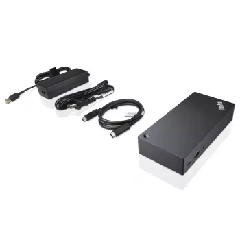 Lenovo 40A90090IT nešiojamojo kompiuterio dokas / prievadų atkartotuvas Laidinis USB 3.2 Gen 1 (3.1 Gen 1) Type-C Juoda