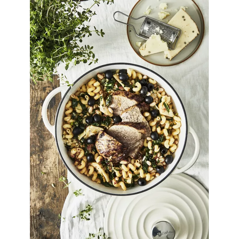Tefal ketaus kepimo keptuvė LOV E25972, apvali 3,8 L, 28 cm, smėlio spalvos