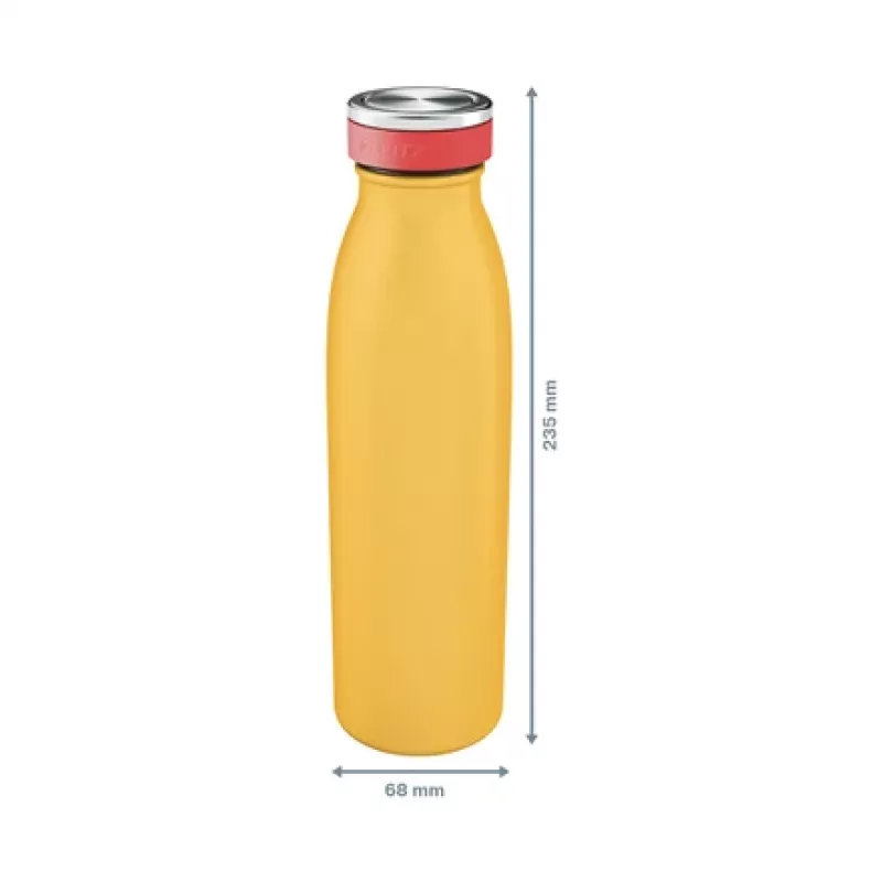 Leitz Cosy izoliuotas vandens butelis 500 ml, geltonas, nerūdijantis plienas, 68 mm, 68 mm, 235 mm, 280 g
