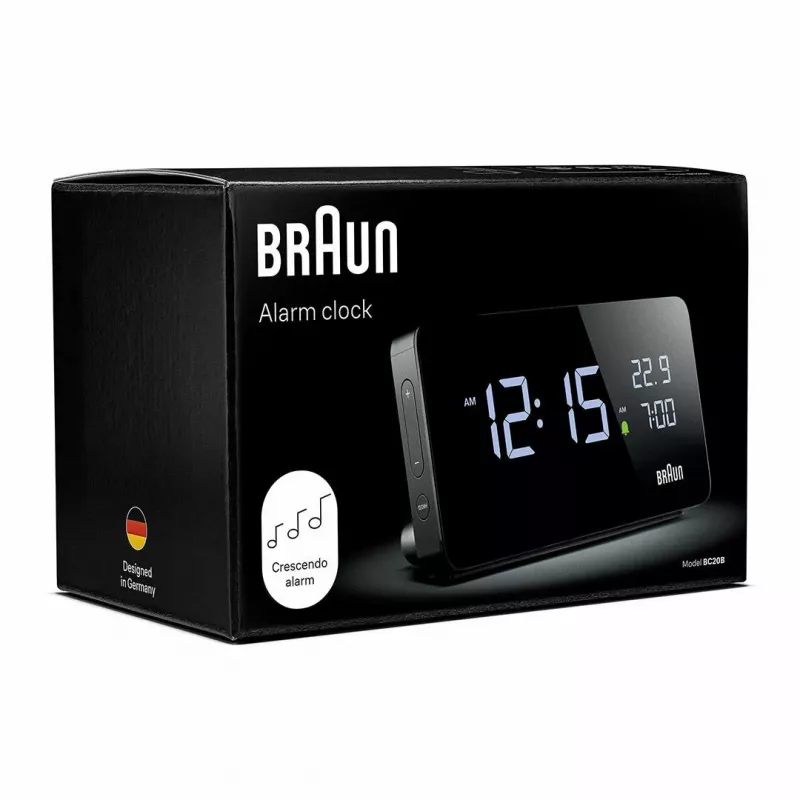 Braun BC20BEU sieninis / stalinis laikrodis Skaitmeninis laikrodis Stačiakampis Juoda