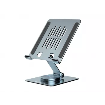 Multimedijos planšečių stovas CONCEPTRONIC THANA09G — sulankstomas pasukamas stovas, 360° besisukantis pagrindas, reguliuojamas aukštis, pilkas, 150×110×40 mm