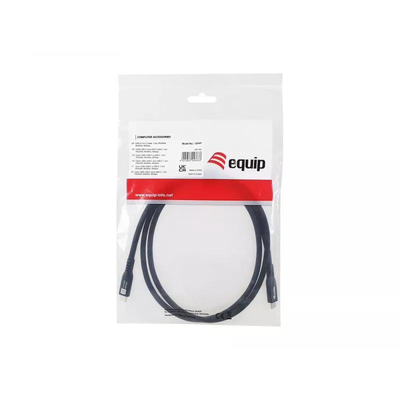 USB4 Gen 4x2 C–C laidas EQUIP 1,2 m, 80 Gbps, PD240 W, 8K@60 Hz, juodas