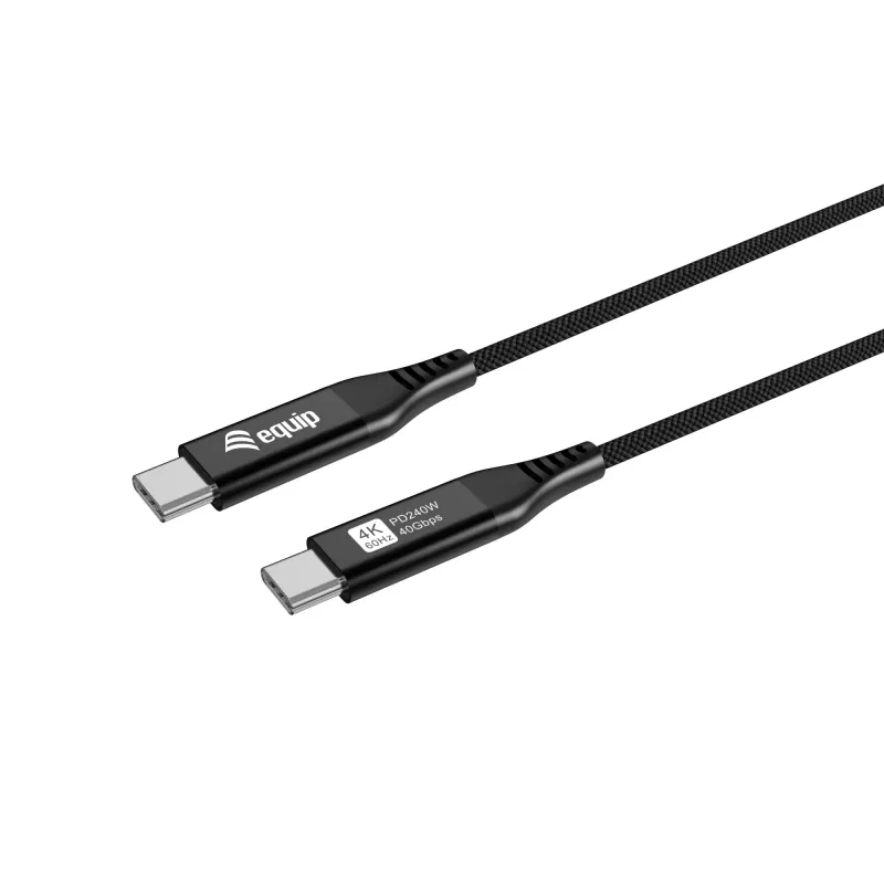 Equip USB 4 itin plonas C į C laidas, 1,2 m, PD240W, 4K/60Hz, 40 Gbps, juodas